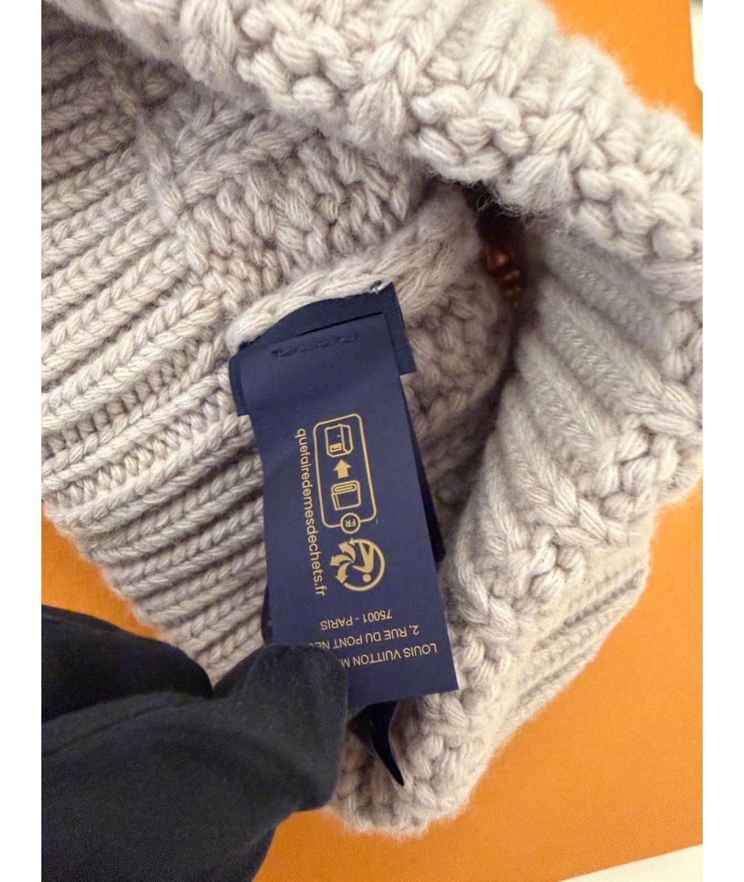 LOUIS VUITTON Бежевая шерстяная шапка, фото 4