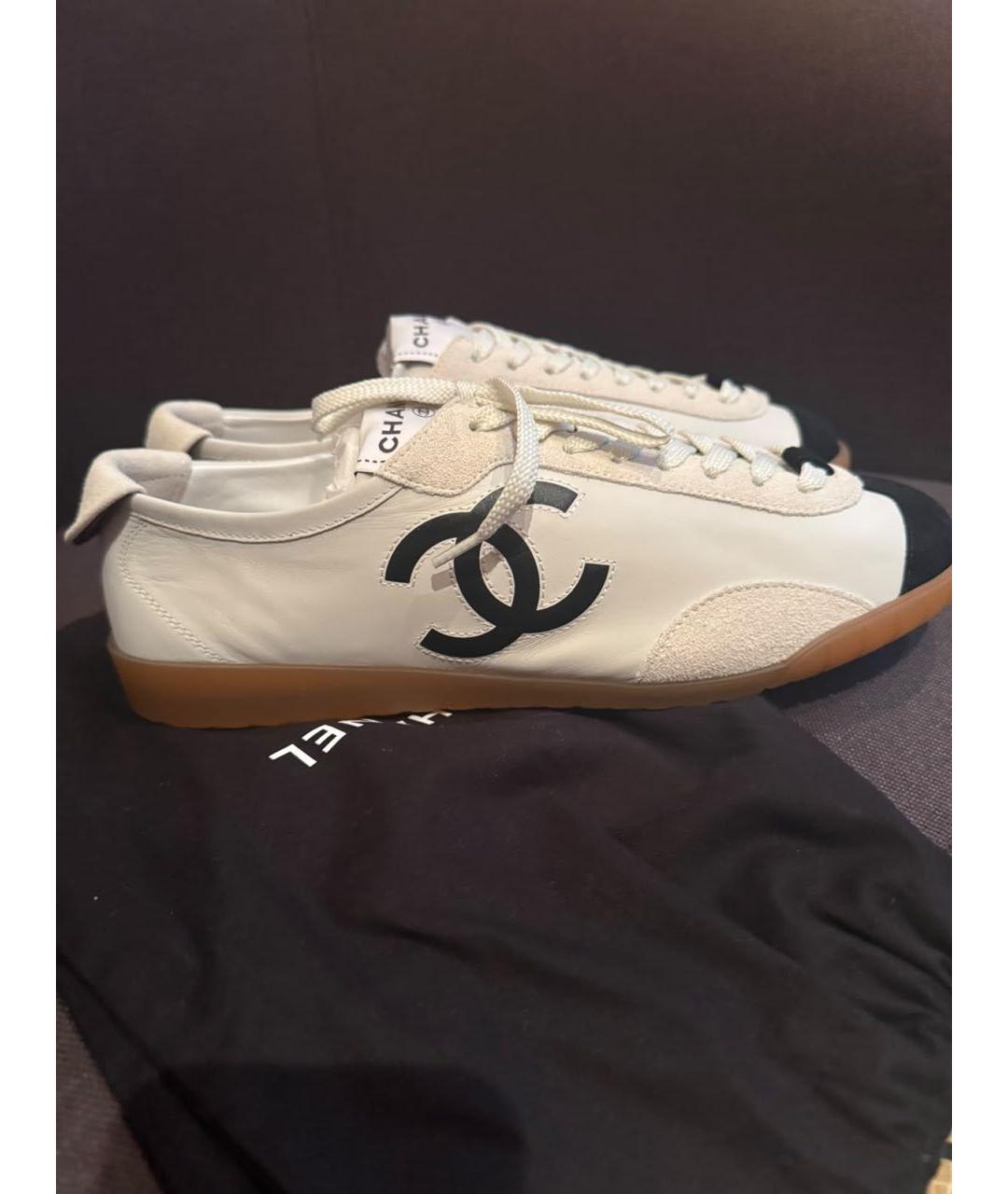 CHANEL Белые кожаные кеды, фото 4