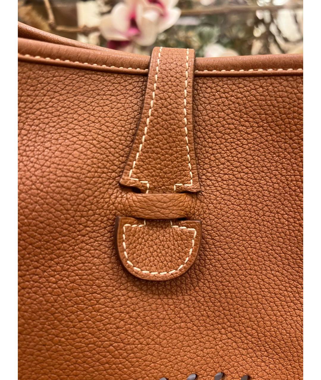 HERMES Коричневая кожаная сумка через плечо, фото 6