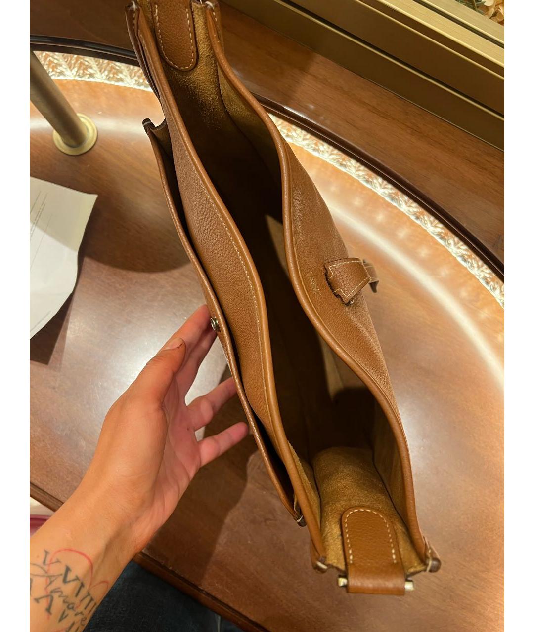 HERMES Коричневая кожаная сумка через плечо, фото 4