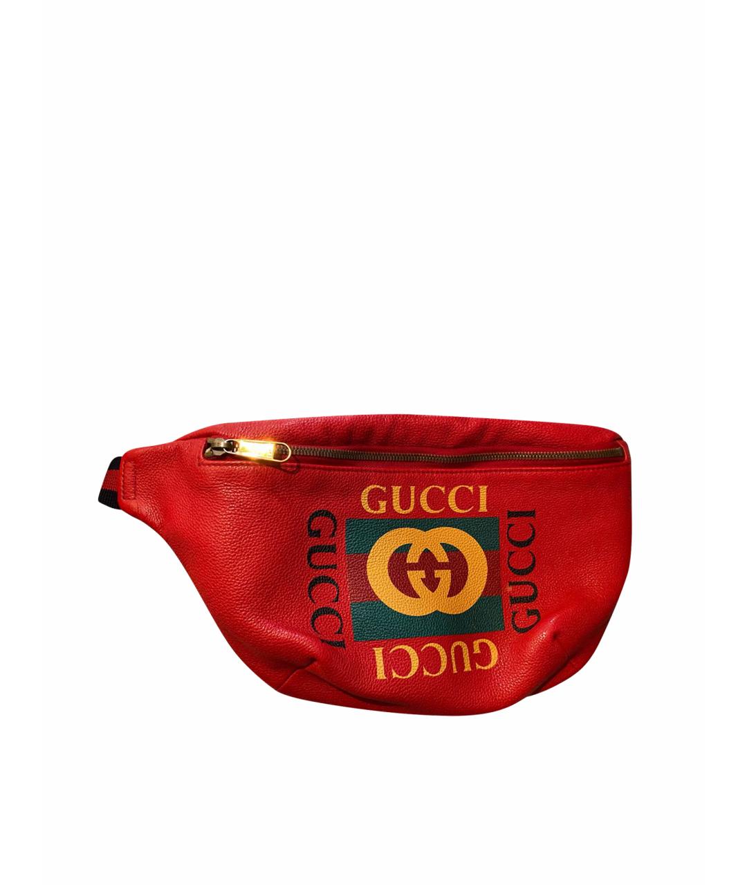 GUCCI Красная кожаная поясная сумка, фото 1
