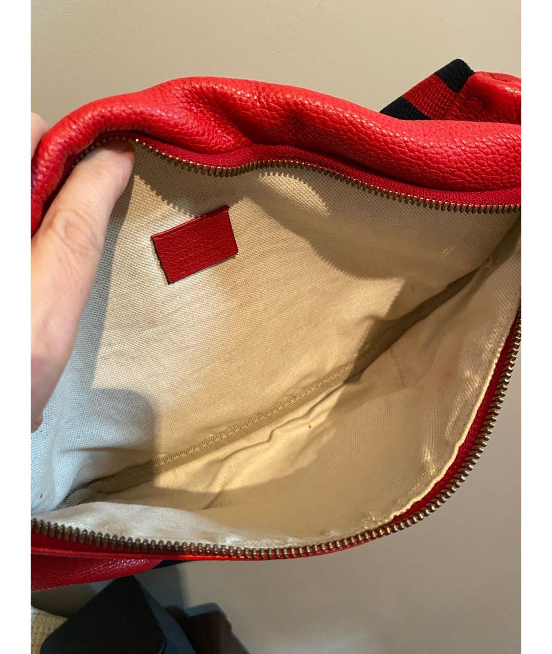 GUCCI Красная кожаная поясная сумка, фото 4