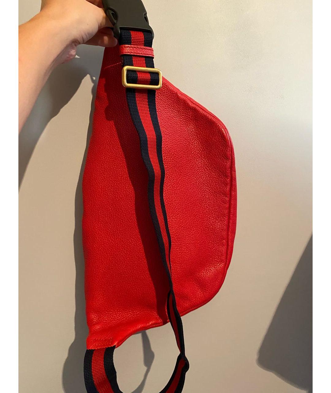 GUCCI Красная кожаная поясная сумка, фото 3