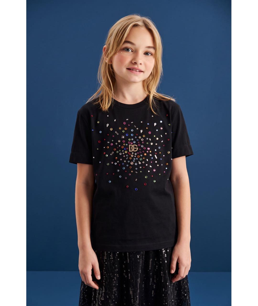 DOLCE & GABBANA KIDS Черный хлопковый детская футболка / топ, фото 2