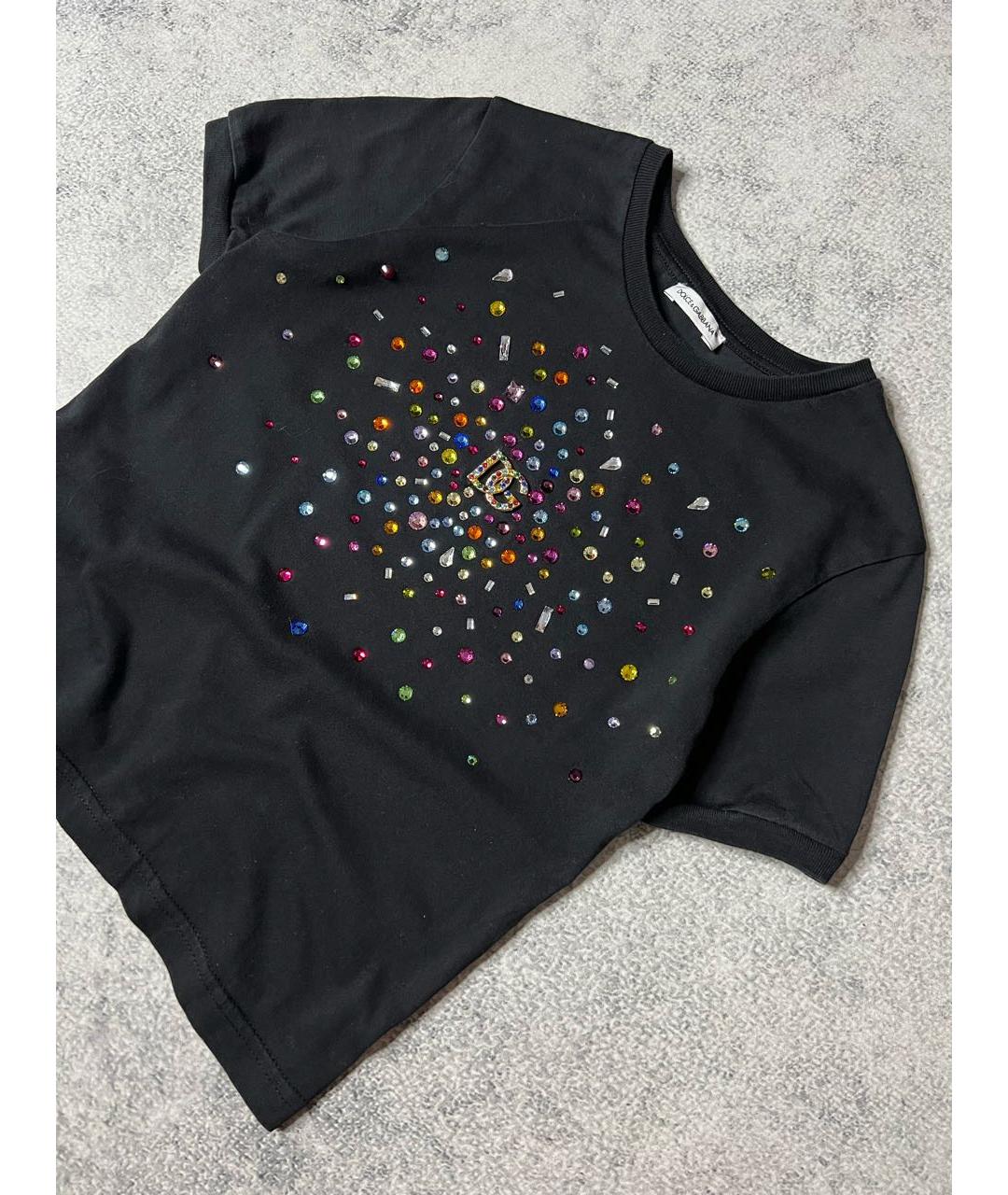 DOLCE & GABBANA KIDS Черный хлопковый детская футболка / топ, фото 5