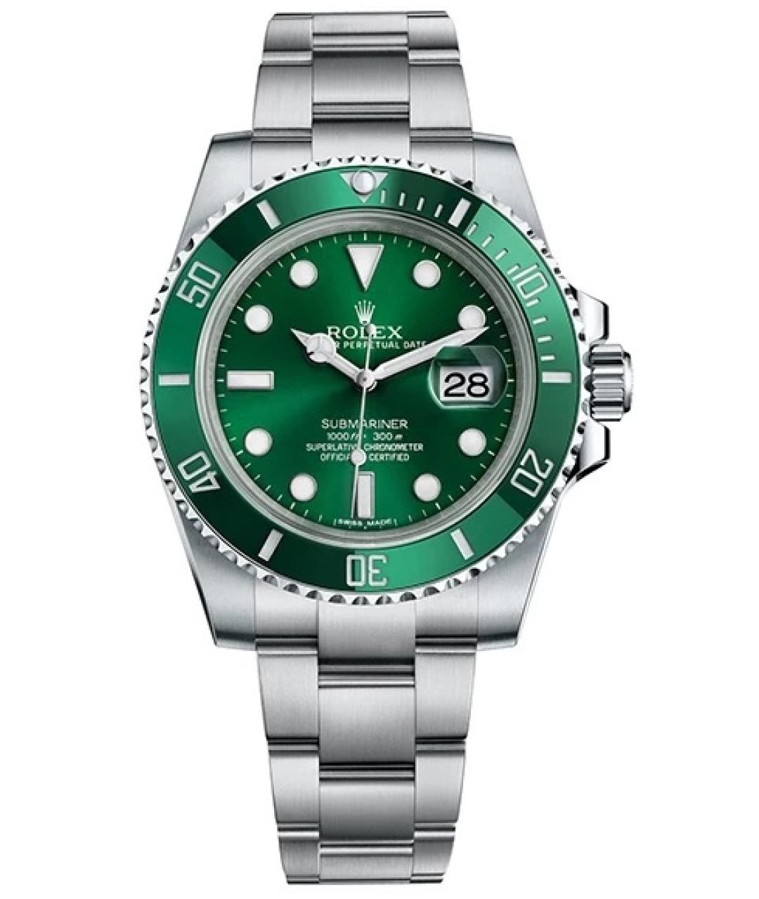 ROLEX Зеленые металлические часы, фото 9