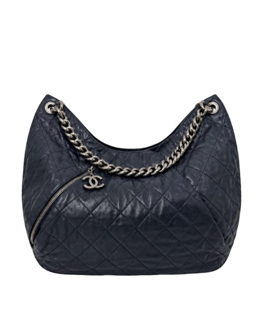CHANEL Темно-синяя кожаная сумка через плечо, фото 1