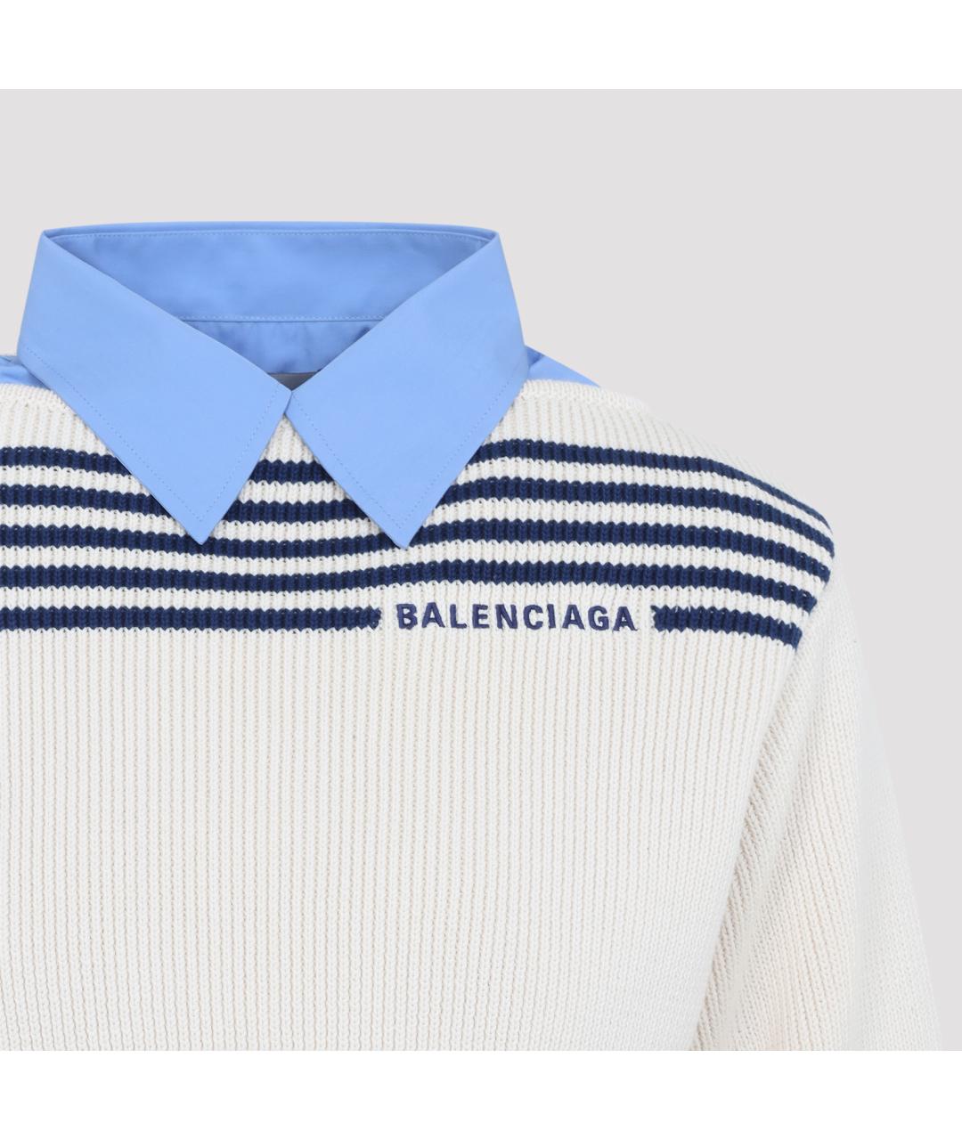 BALENCIAGA Белый хлопковый джемпер / свитер, фото 3
