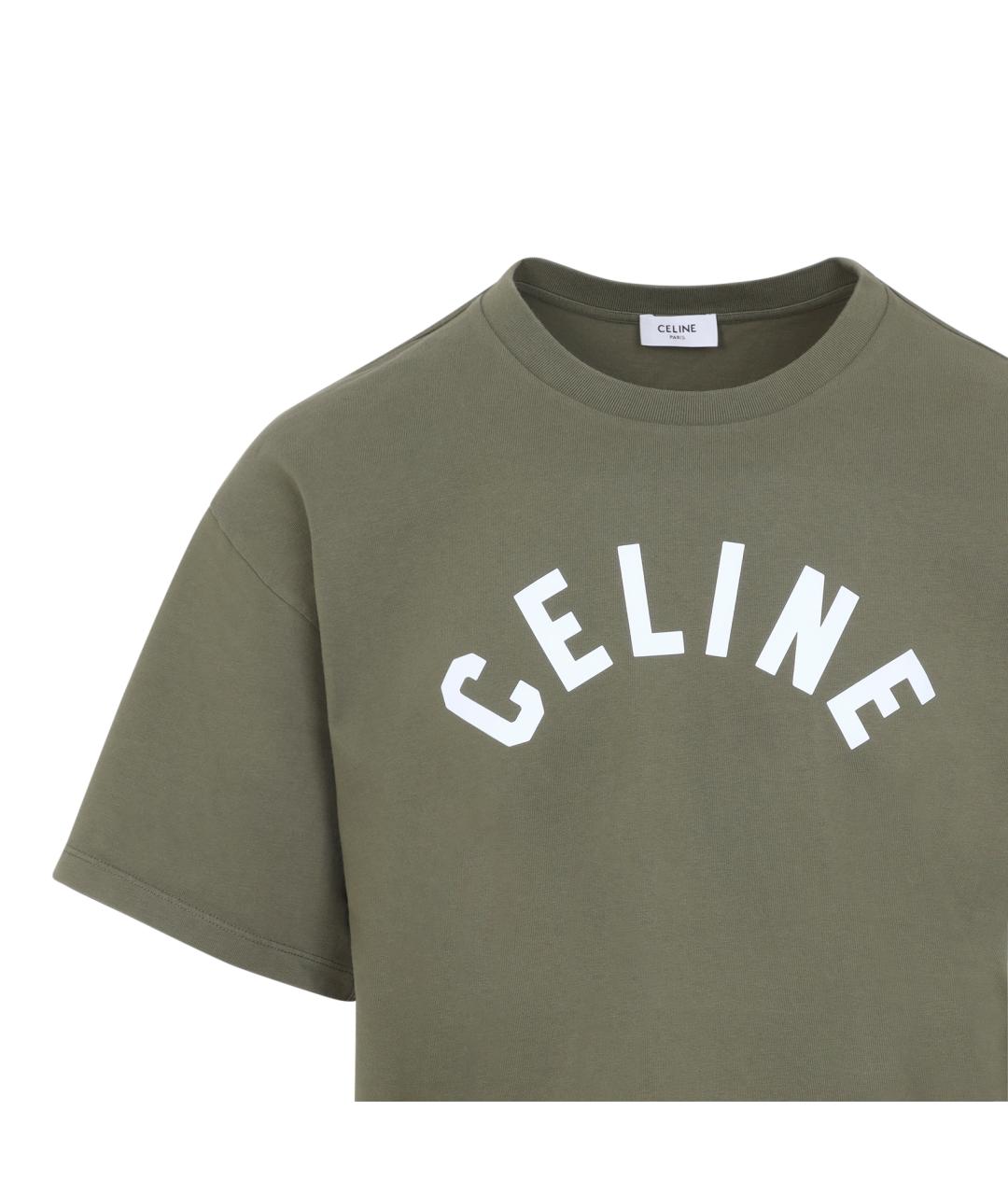 CELINE Хаки хлопковая футболка, фото 2