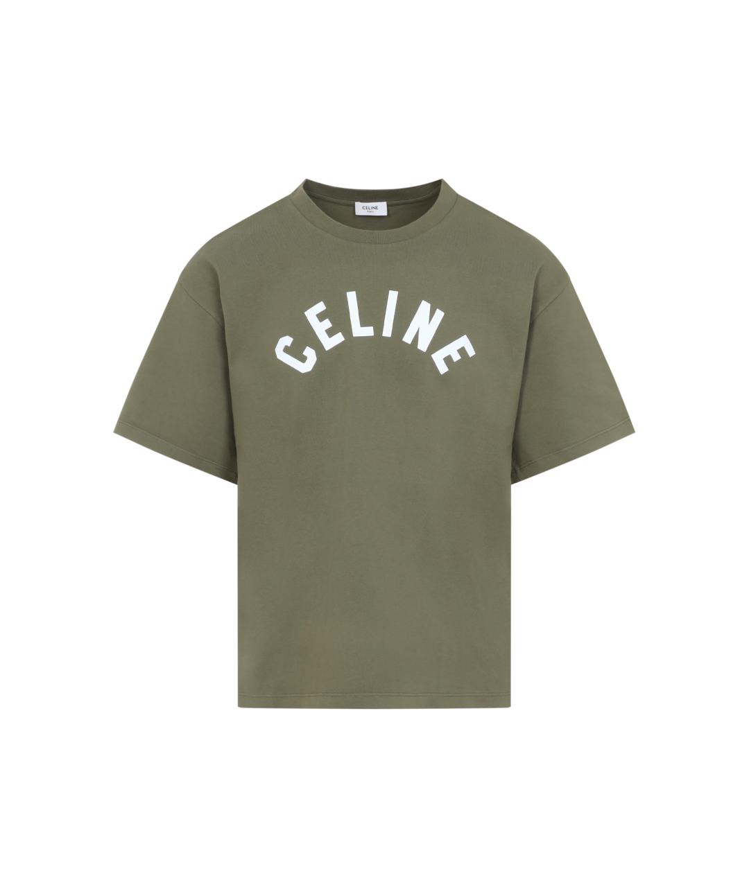 CELINE Хаки хлопковая футболка, фото 3