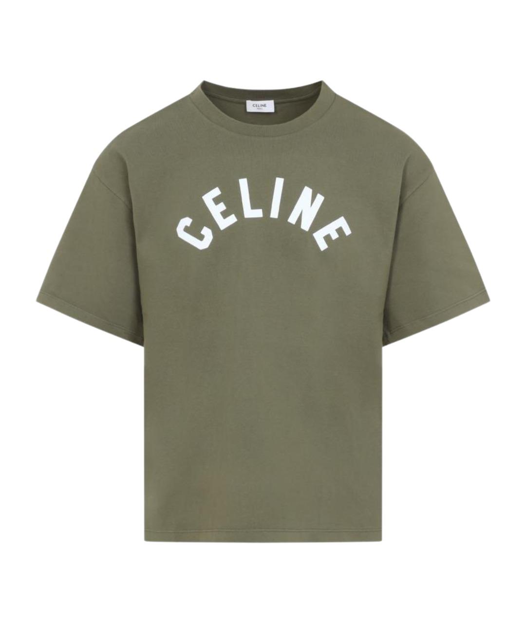 CELINE Хаки хлопковая футболка, фото 1