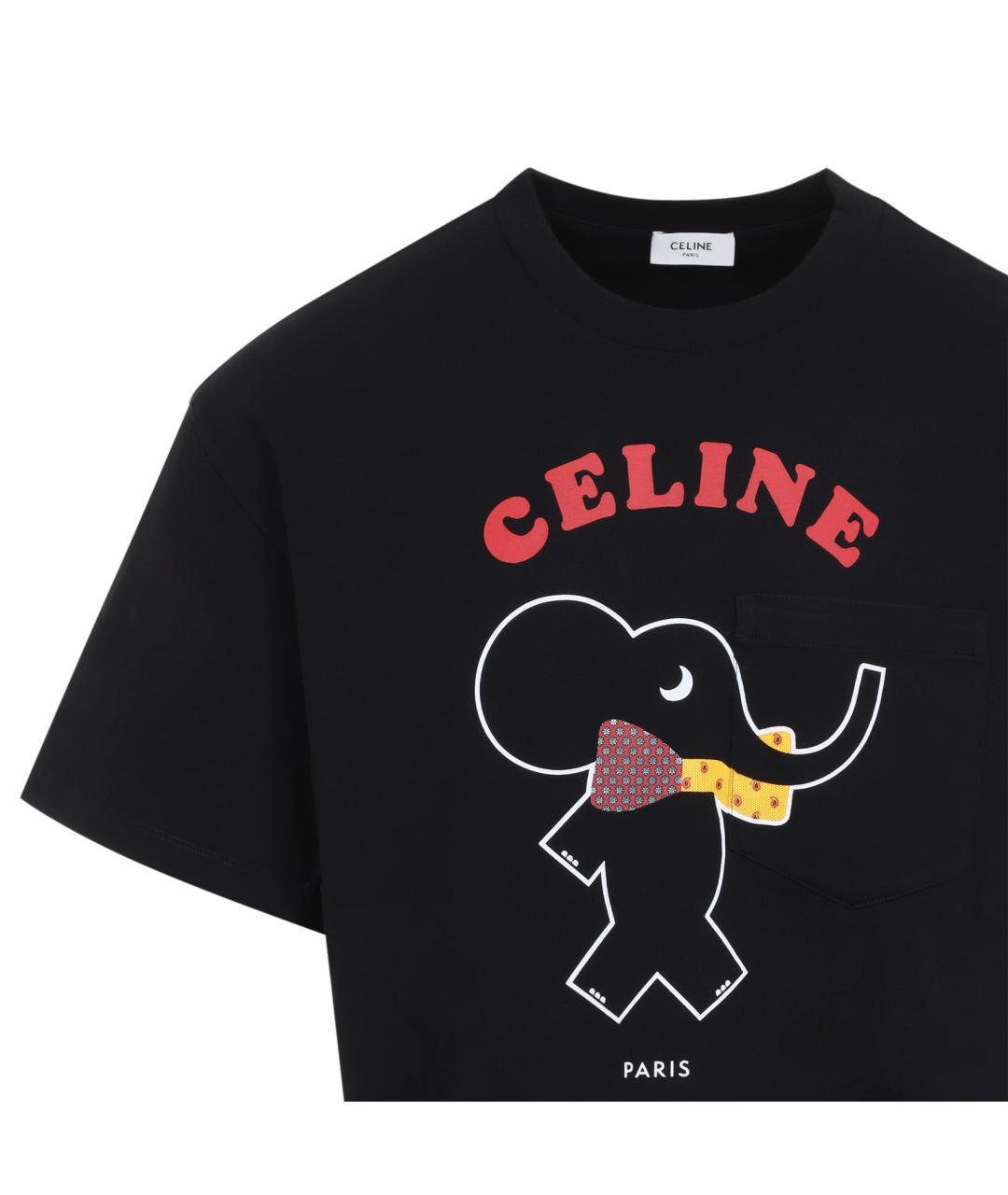 CELINE Черная хлопковая футболка, фото 2