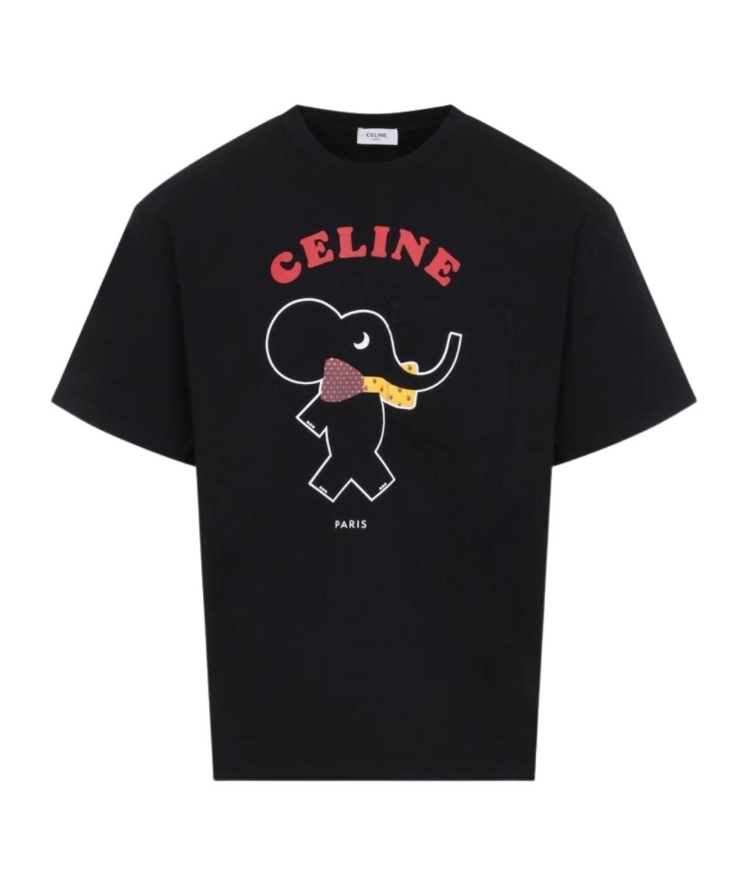 CELINE Черная хлопковая футболка, фото 1