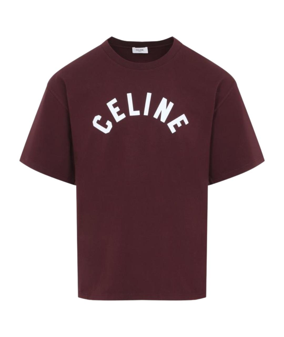 CELINE Бордовая хлопковая футболка, фото 1
