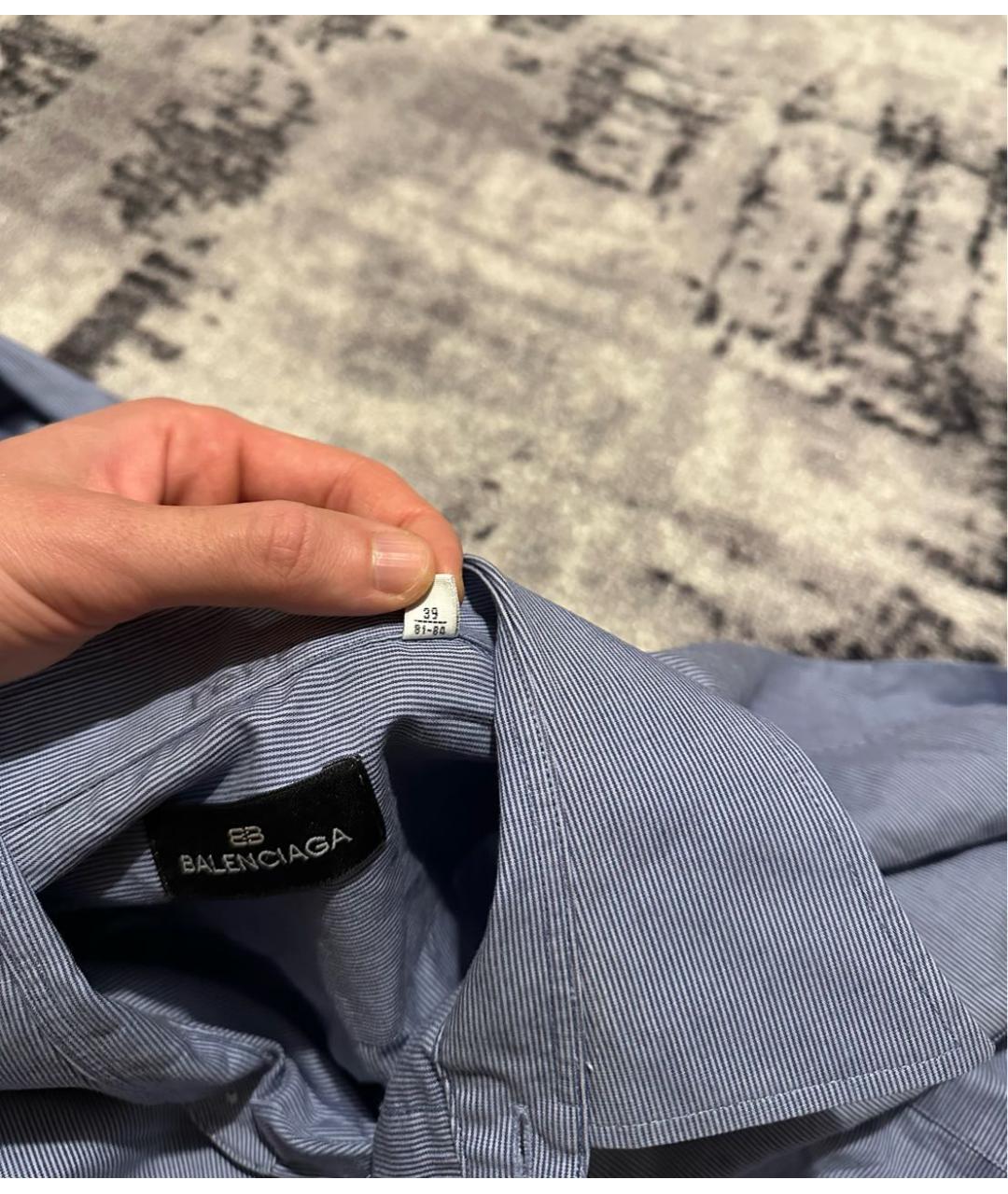 BALENCIAGA Голубая хлопковая классическая рубашка, фото 6