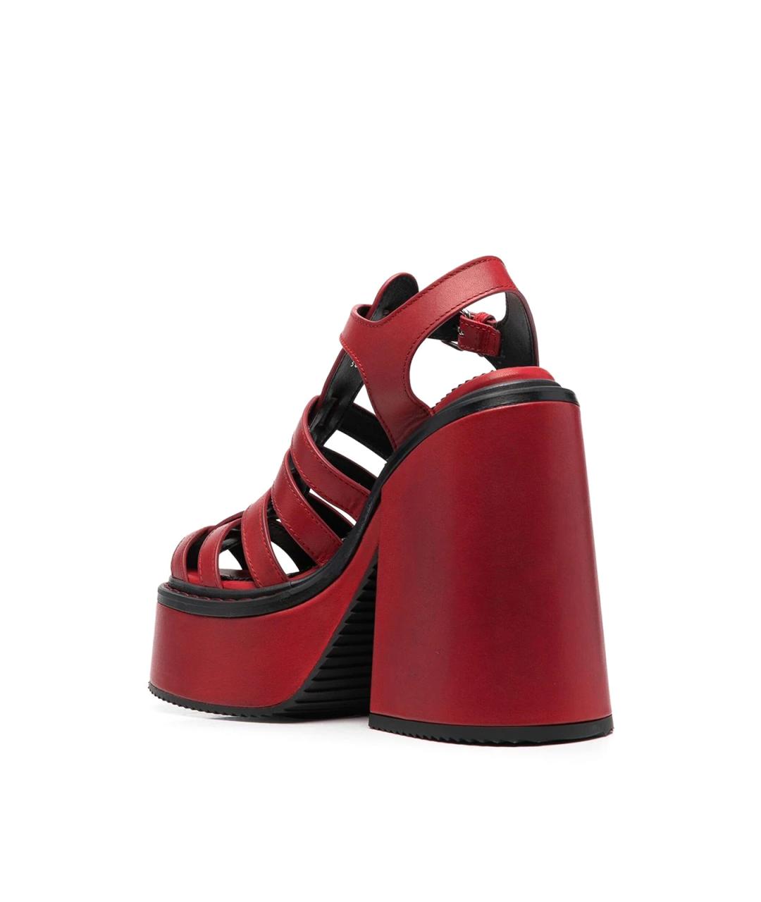 DSQUARED2 Бордовые кожаные босоножки, фото 4