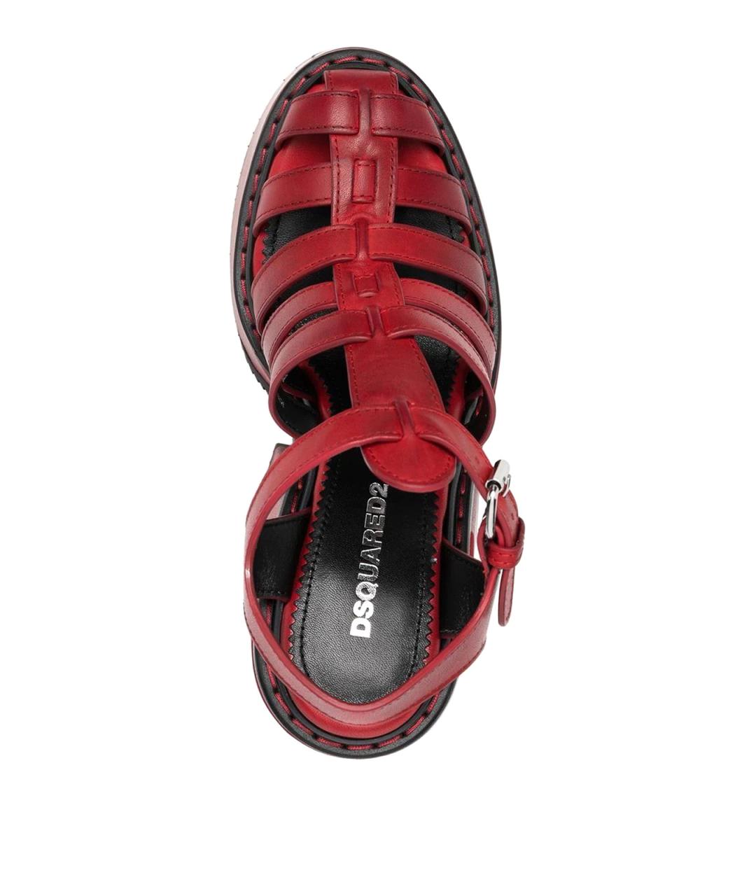 DSQUARED2 Бордовые кожаные босоножки, фото 3