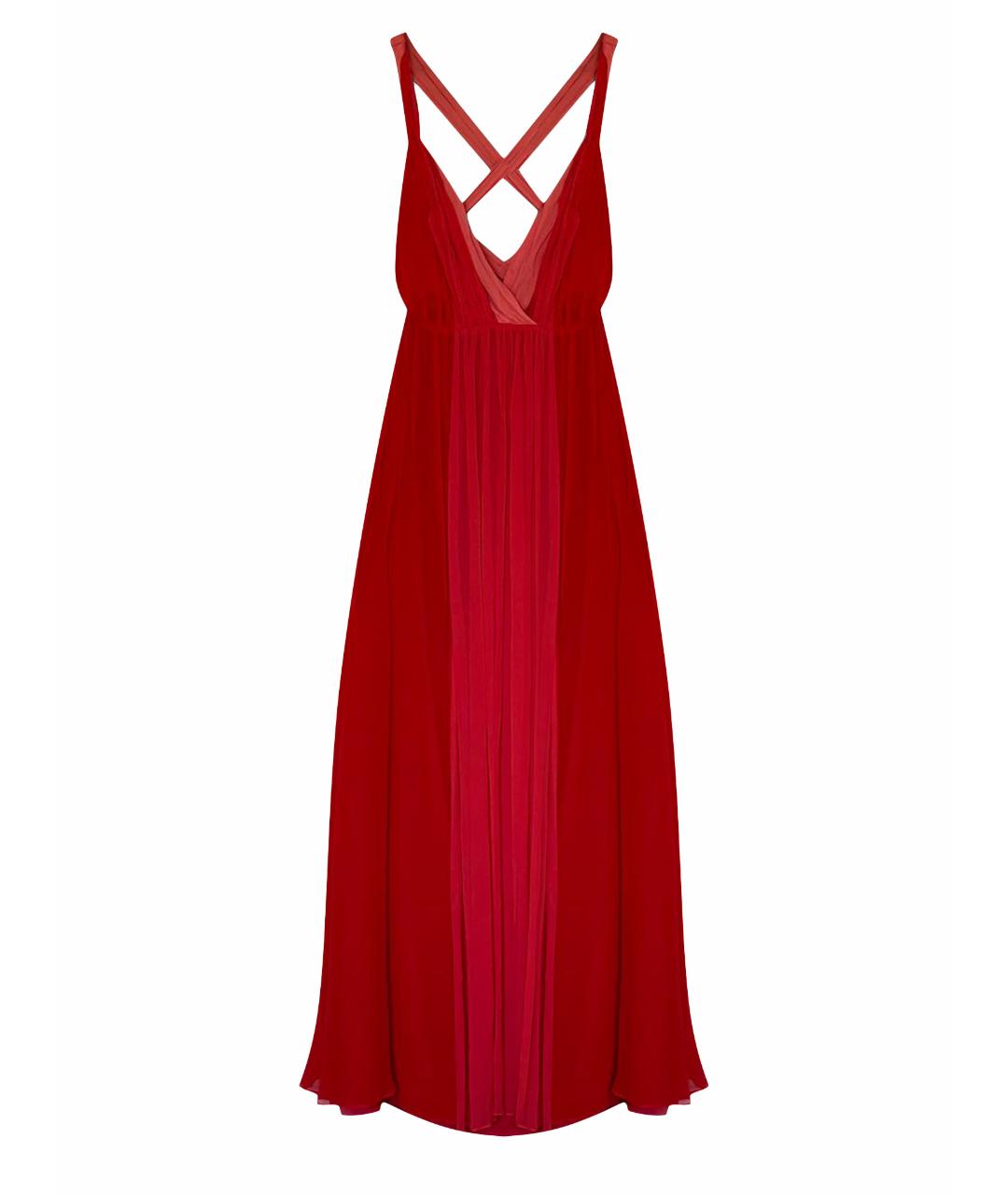 HALSTON HERITAGE Красное шелковое вечернее платье, фото 1