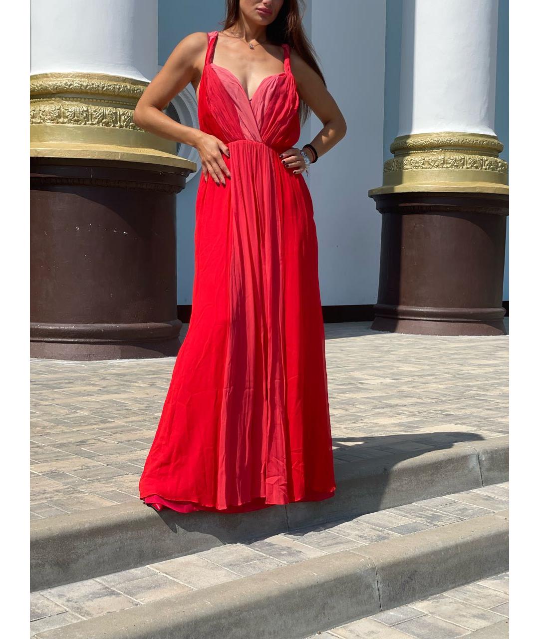HALSTON HERITAGE Красное шелковое вечернее платье, фото 2