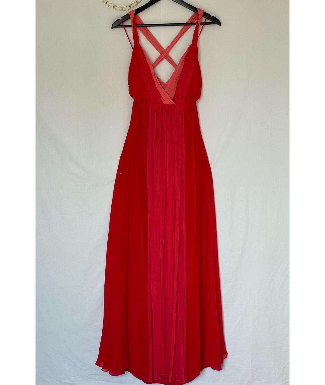 HALSTON HERITAGE Красное шелковое вечернее платье, фото 9