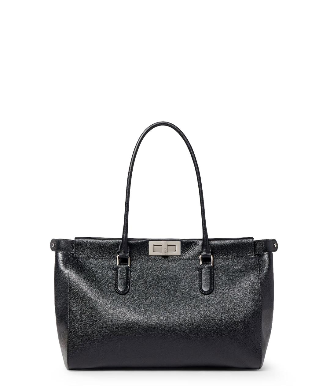 FENDI Черная кожаная сумка тоут, фото 5