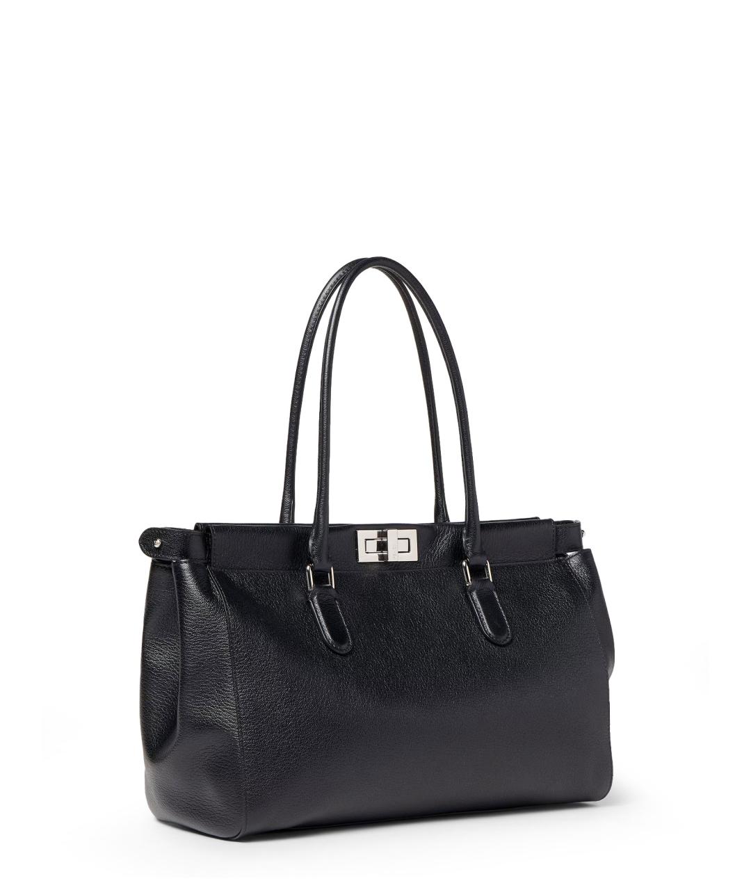 FENDI Черная кожаная сумка тоут, фото 3