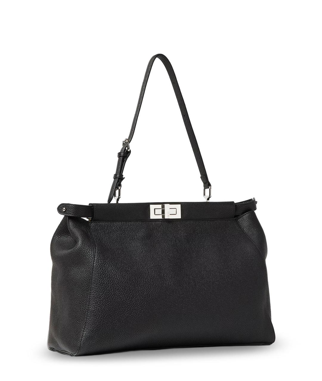 FENDI Черная кожаная сумка тоут, фото 3