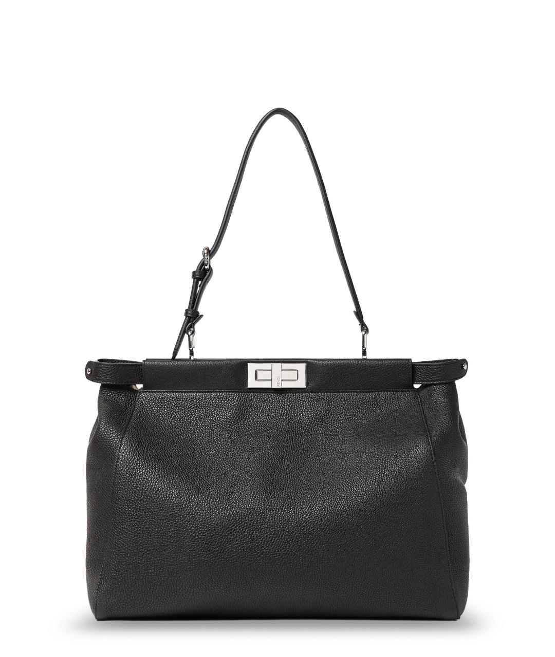 FENDI Черная кожаная сумка тоут, фото 5