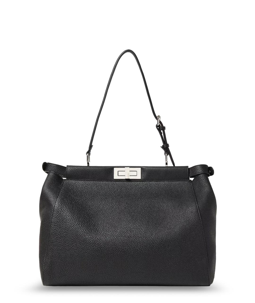 FENDI Черная кожаная сумка тоут, фото 2