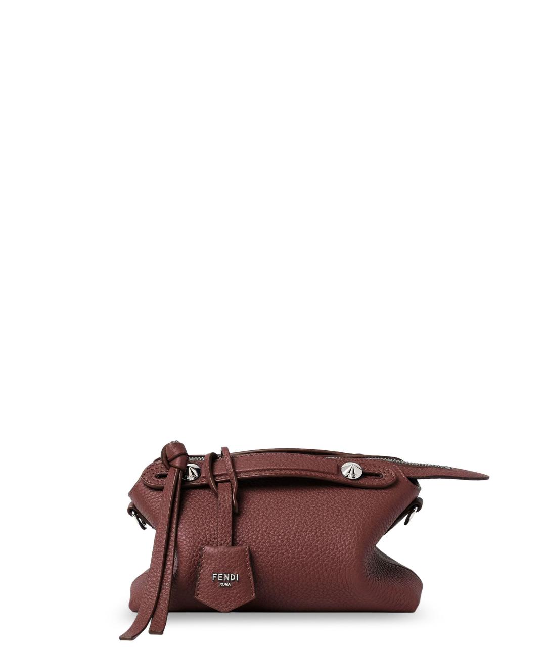 FENDI Бордовая кожаная сумка через плечо, фото 5