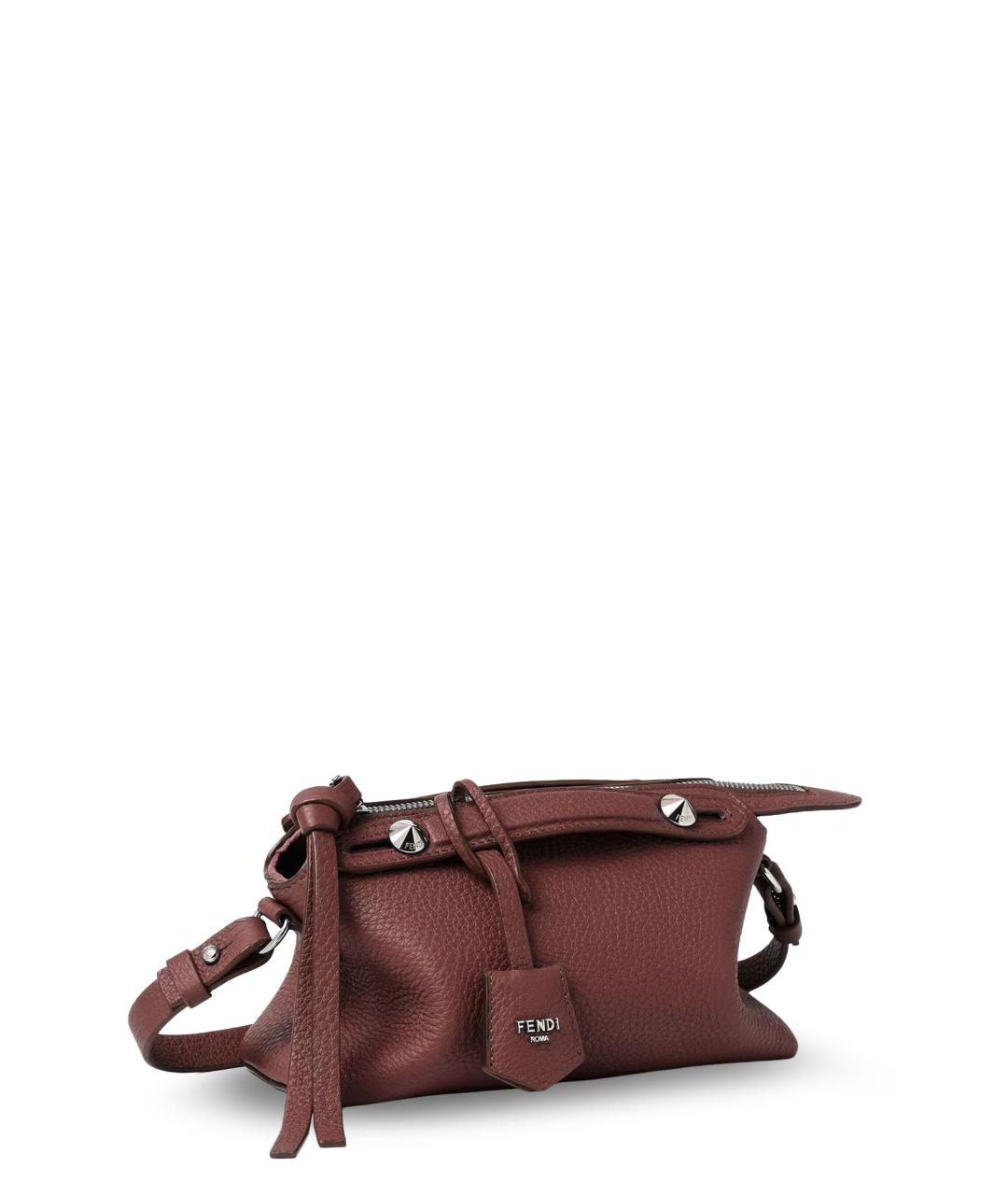 FENDI Бордовая кожаная сумка через плечо, фото 3