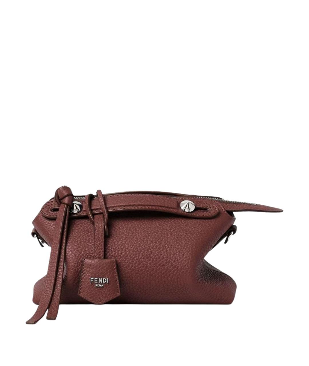 FENDI Бордовая кожаная сумка через плечо, фото 1
