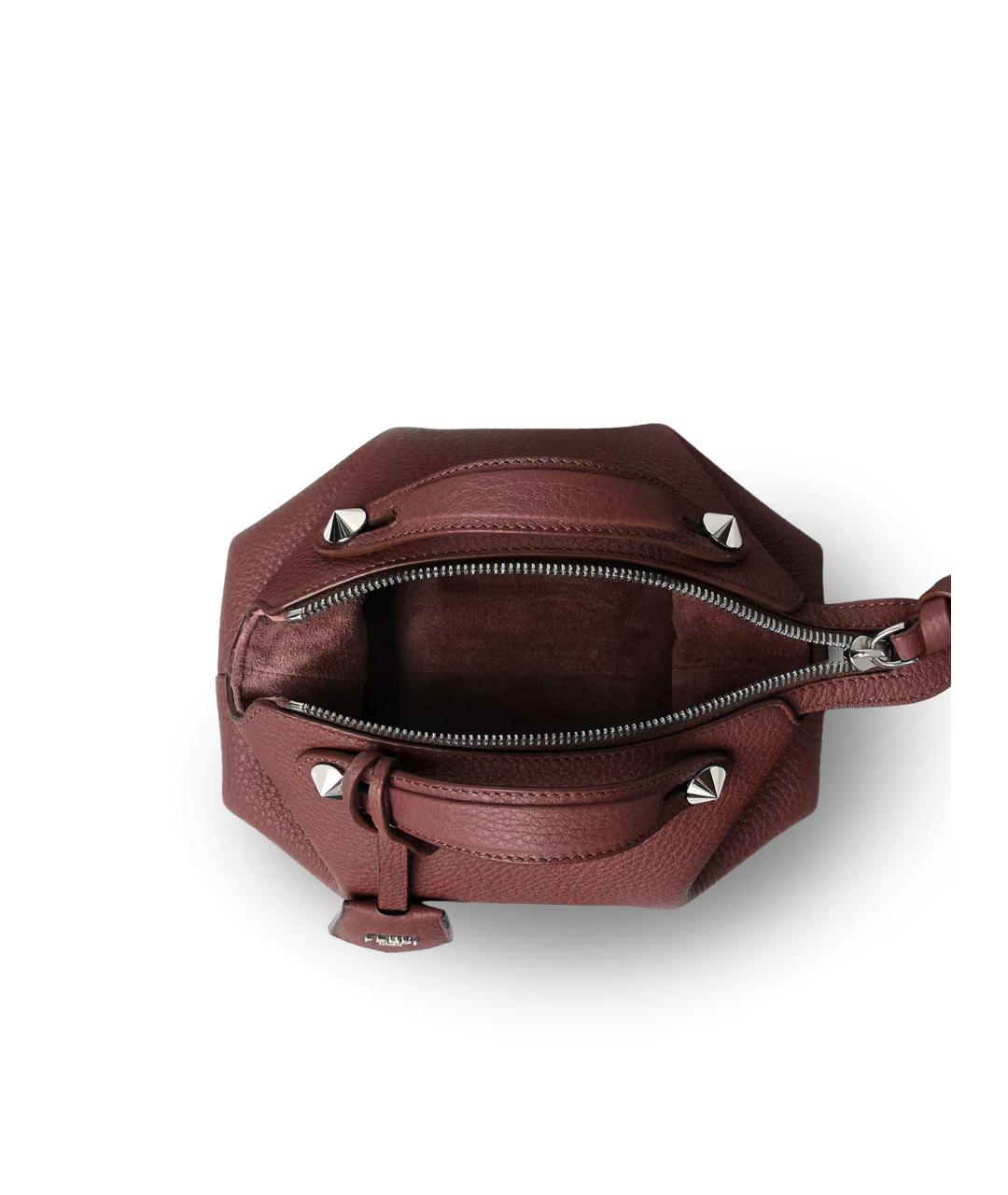 FENDI Бордовая кожаная сумка через плечо, фото 4