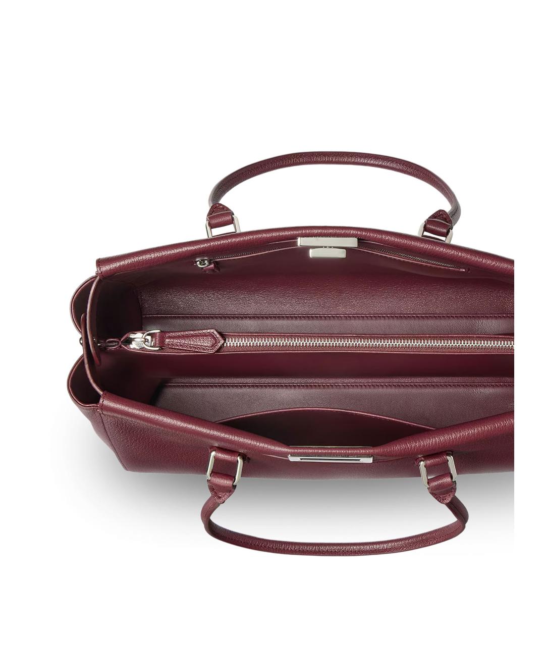 FENDI Бордовая кожаная сумка тоут, фото 4