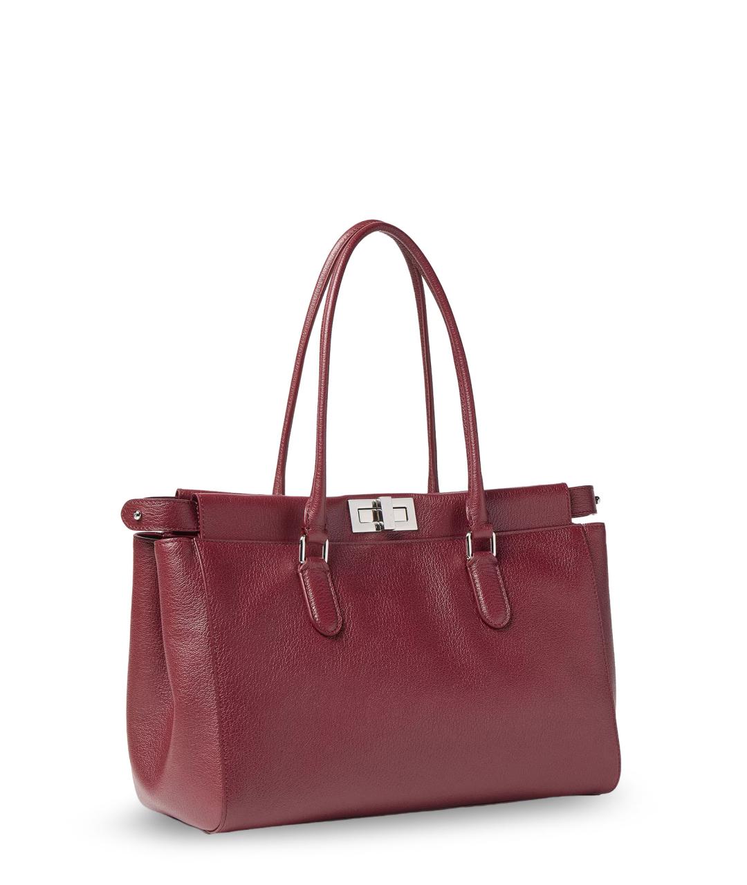 FENDI Бордовая кожаная сумка тоут, фото 3