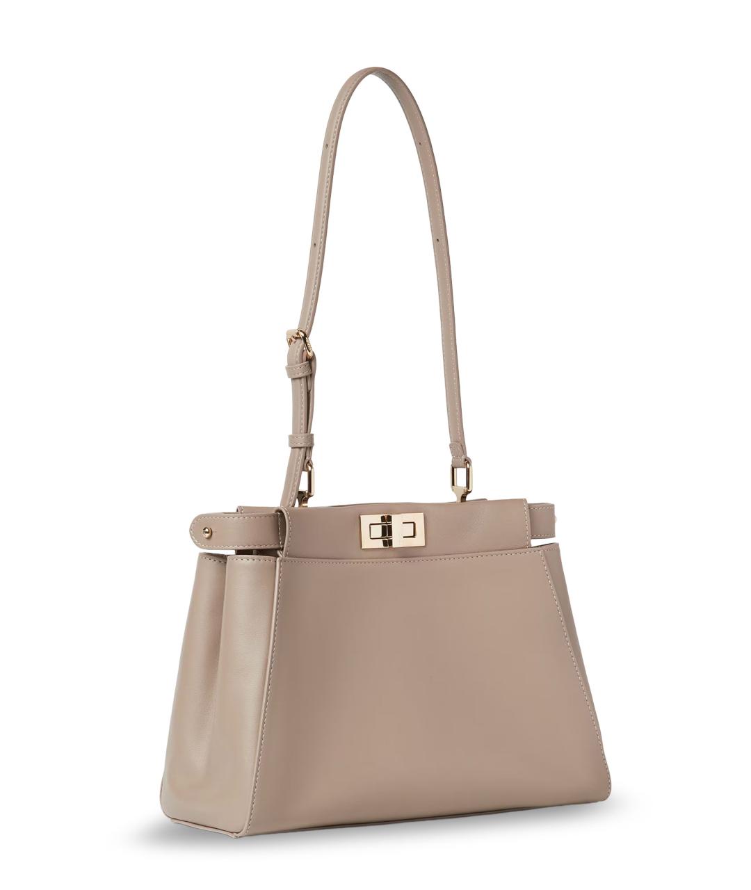 FENDI Бежевая кожаная сумка тоут, фото 3