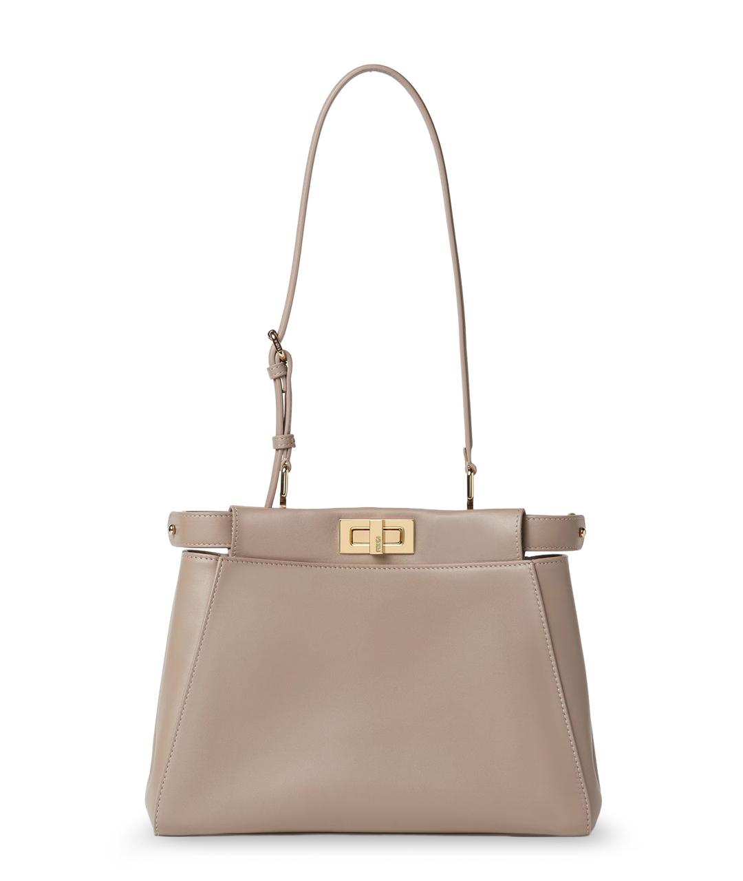 FENDI Бежевая кожаная сумка тоут, фото 5