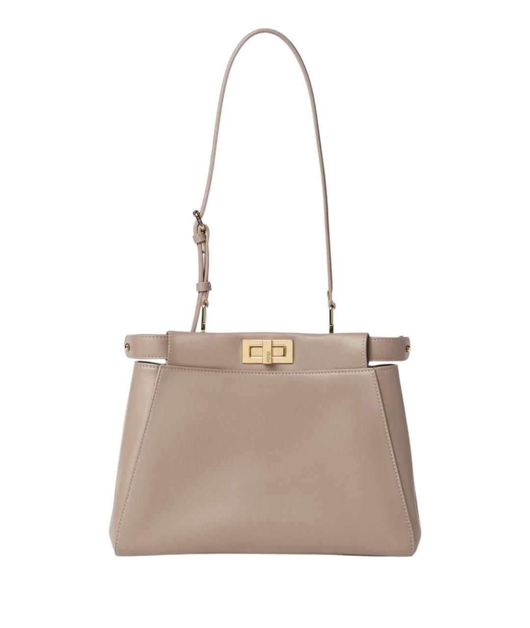 FENDI Бежевая кожаная сумка тоут, фото 1