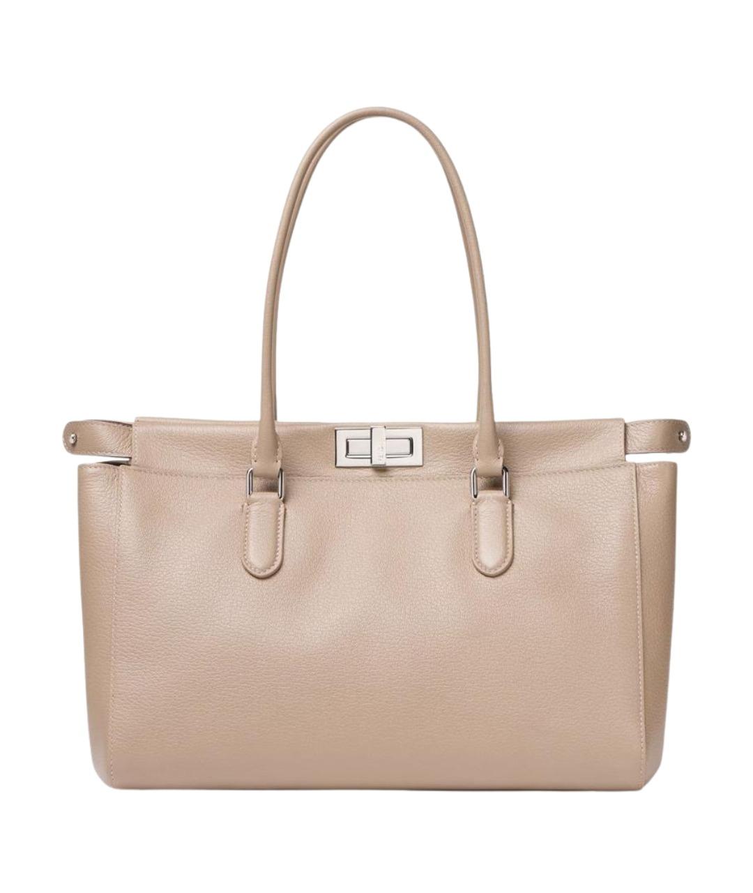 FENDI Бежевая кожаная сумка тоут, фото 1