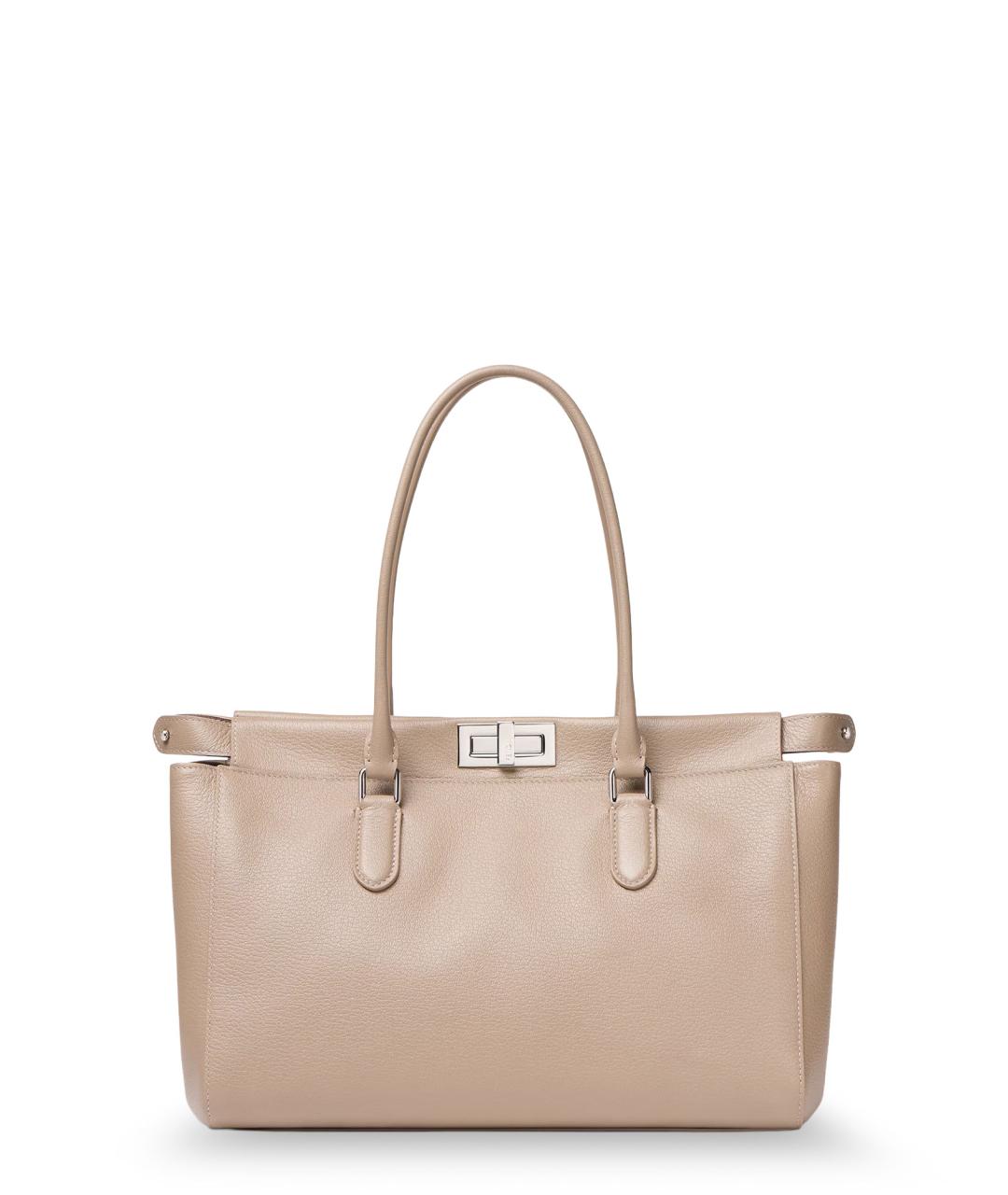 FENDI Бежевая кожаная сумка тоут, фото 5