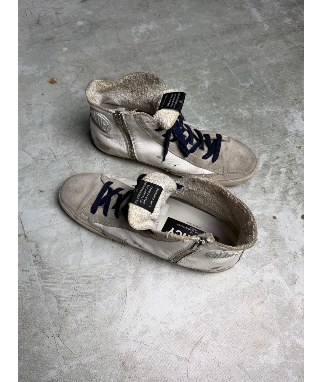 GOLDEN GOOSE Белые кожаные высокие кроссовки / кеды, фото 4