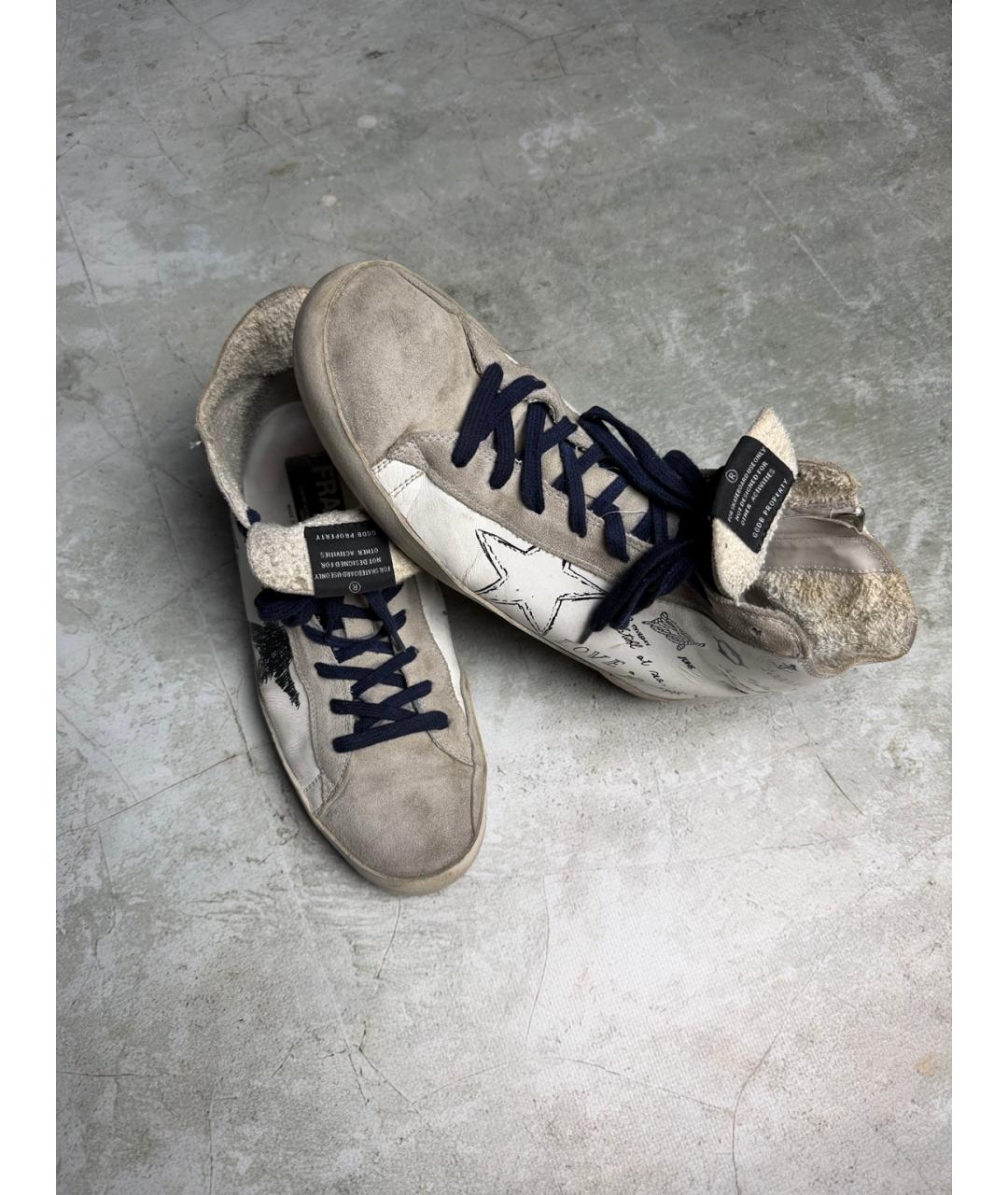 GOLDEN GOOSE Белые кожаные высокие кроссовки / кеды, фото 3