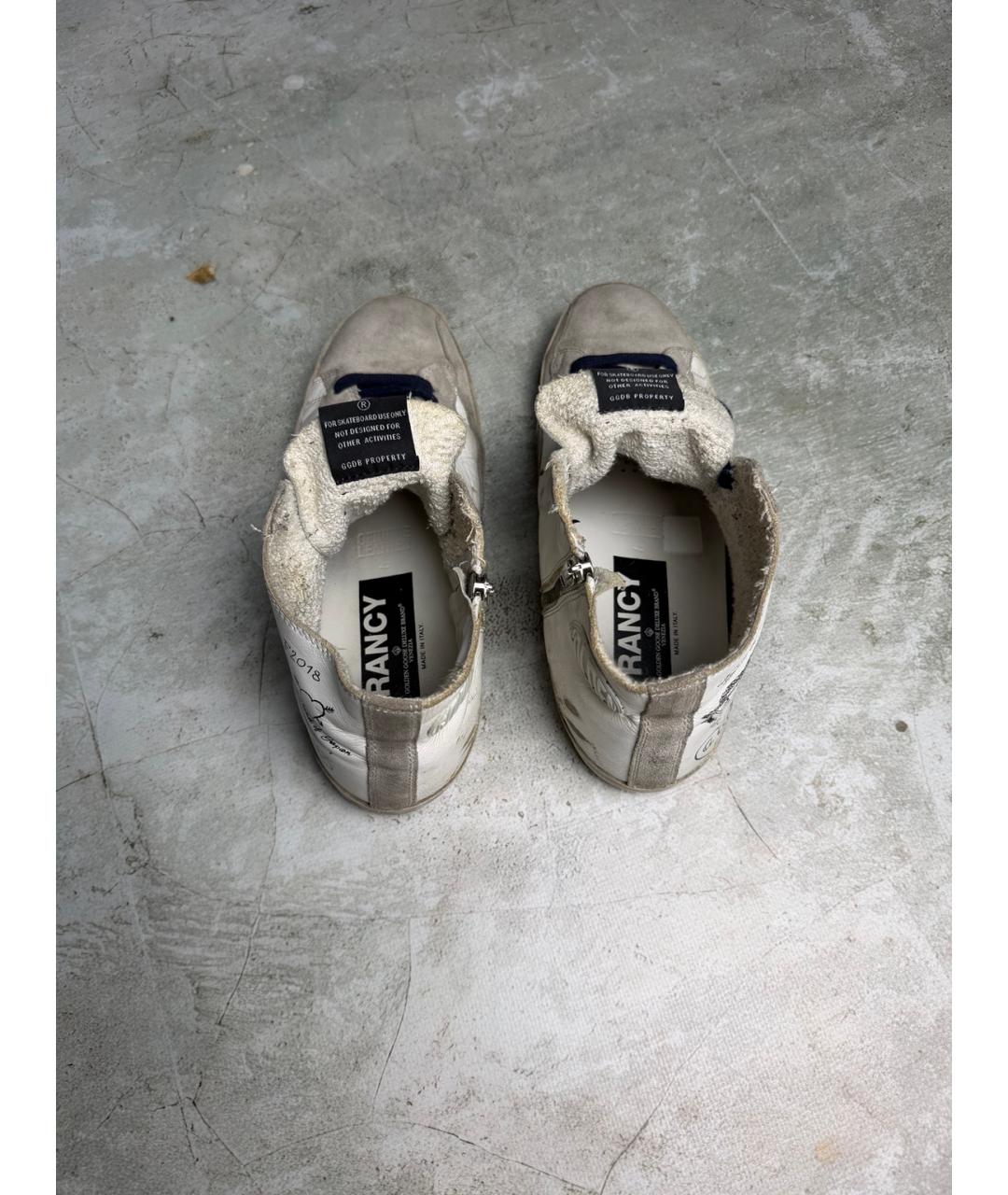 GOLDEN GOOSE Белые кожаные высокие кроссовки / кеды, фото 9