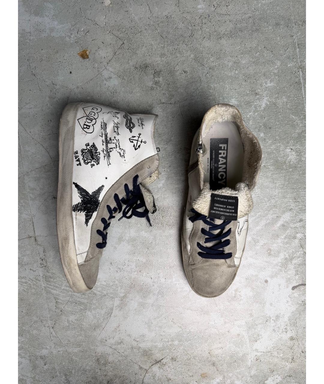 GOLDEN GOOSE Белые кожаные высокие кроссовки / кеды, фото 5