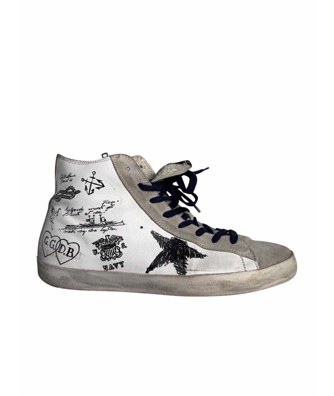 GOLDEN GOOSE Белые кожаные высокие кроссовки / кеды, фото 10