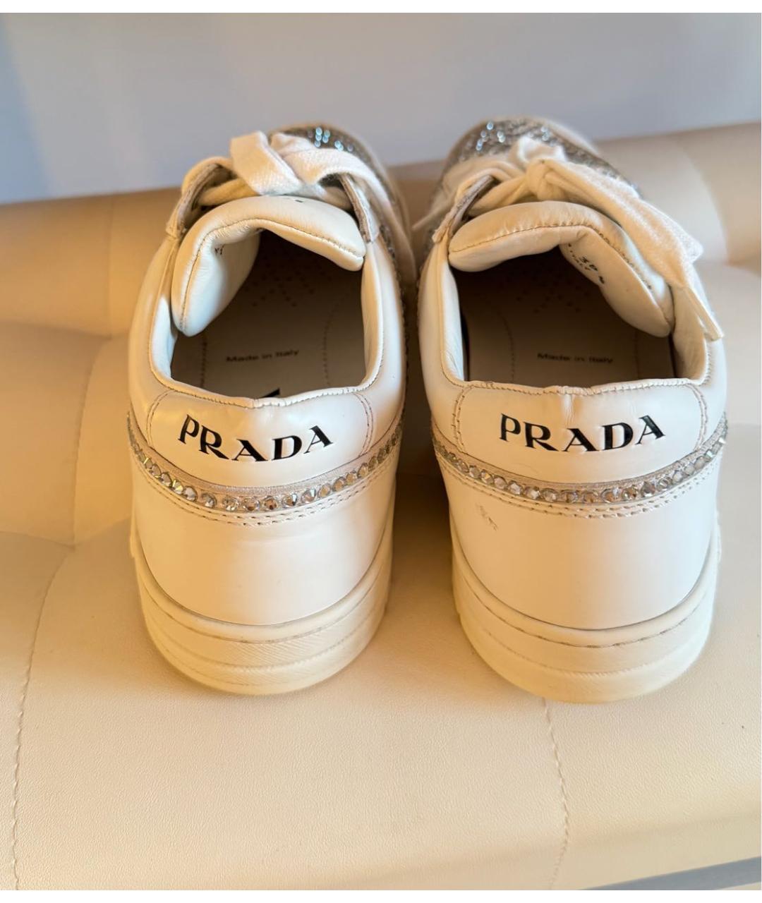 PRADA Белые кожаные кеды, фото 4