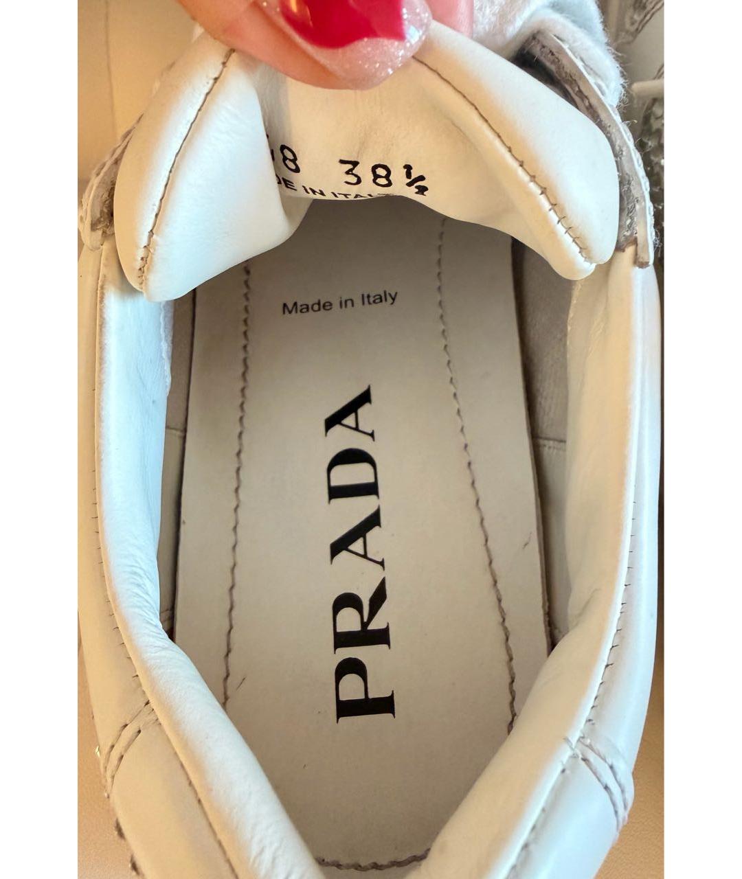 PRADA Белые кожаные кеды, фото 5