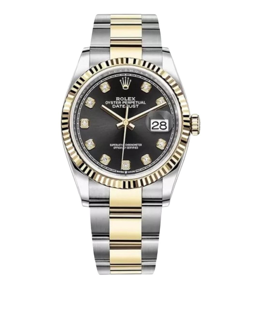 ROLEX Черные часы из желтого золота, фото 1