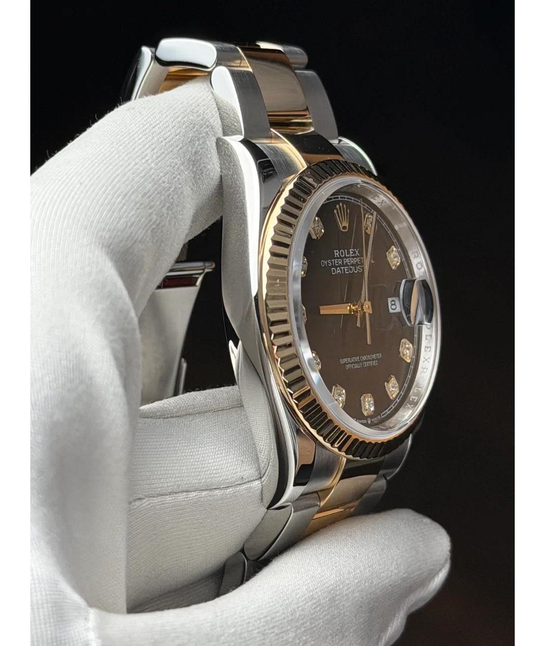 ROLEX Черные часы из желтого золота, фото 4