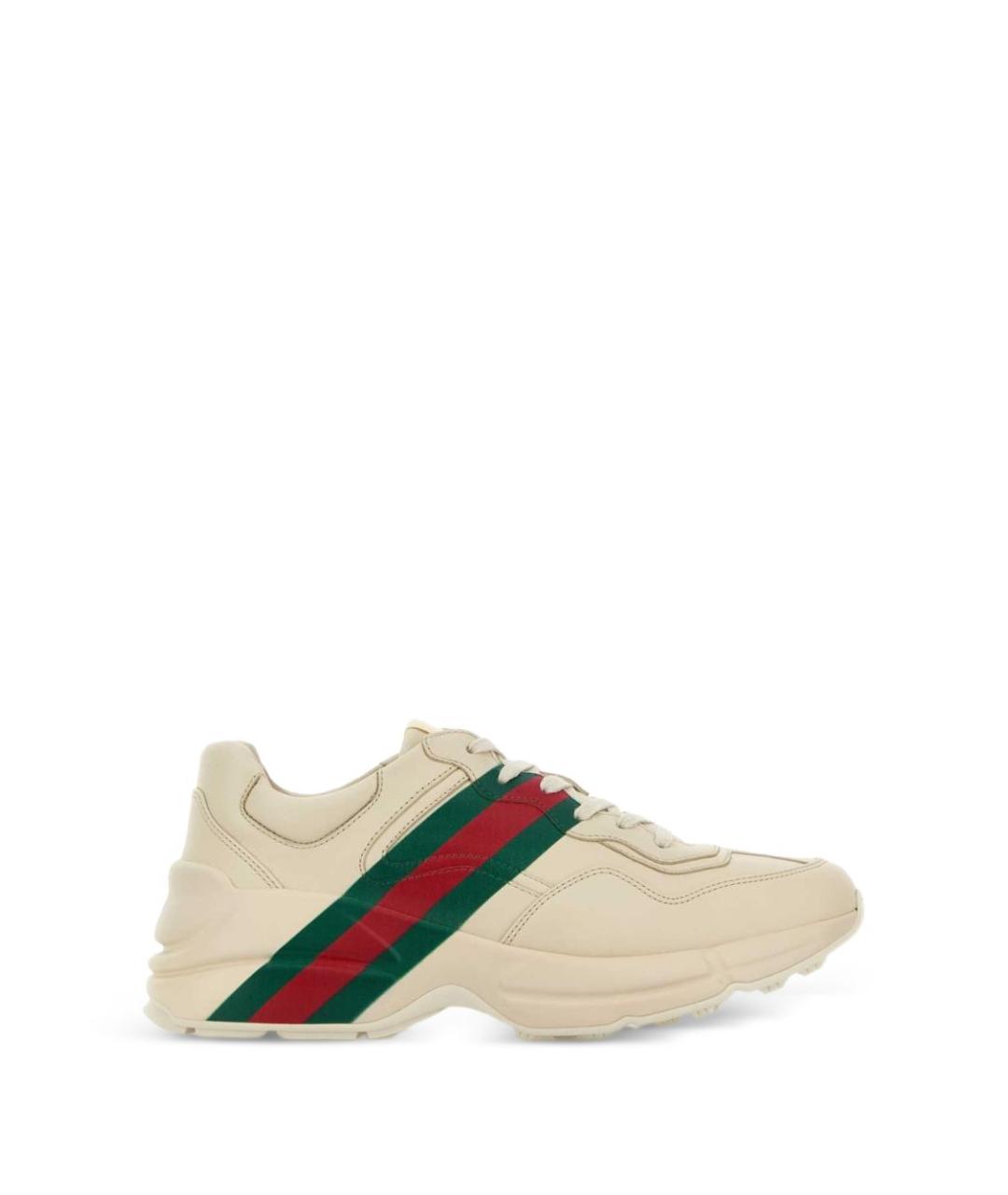 GUCCI Бежевые кожаные кроссовки, фото 3
